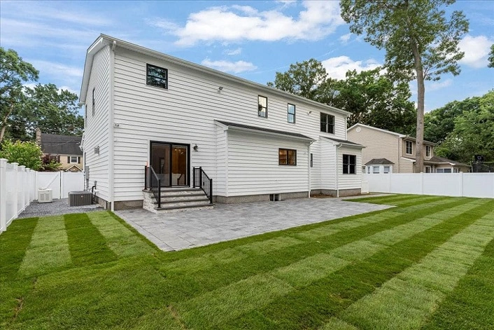 Renovated backyard with beautiful landscaping