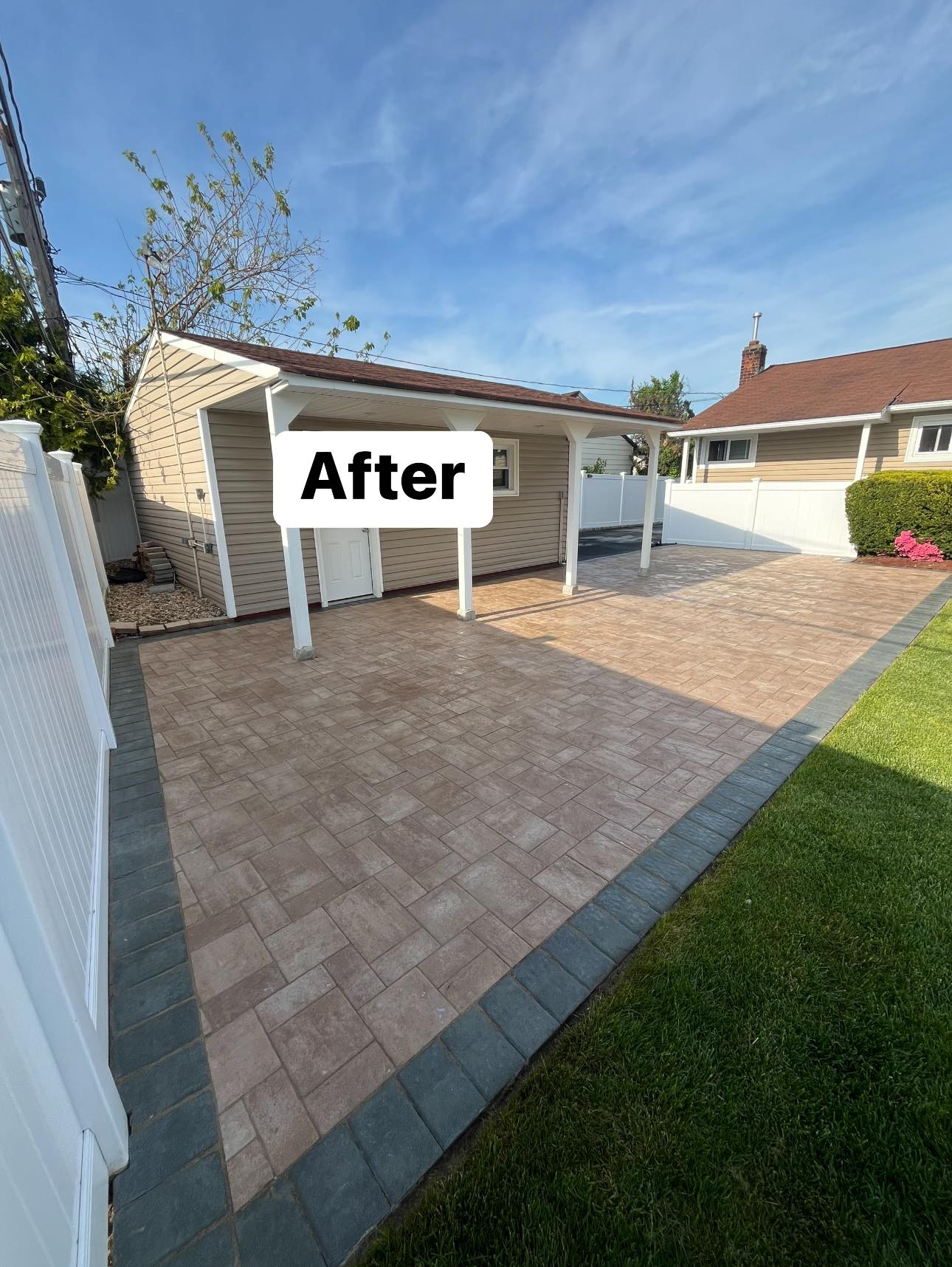 After powerwashing: clean concrete surface