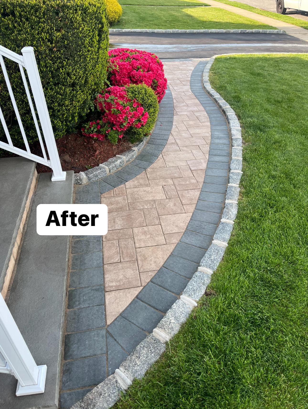 After masonry work: restored brick wall