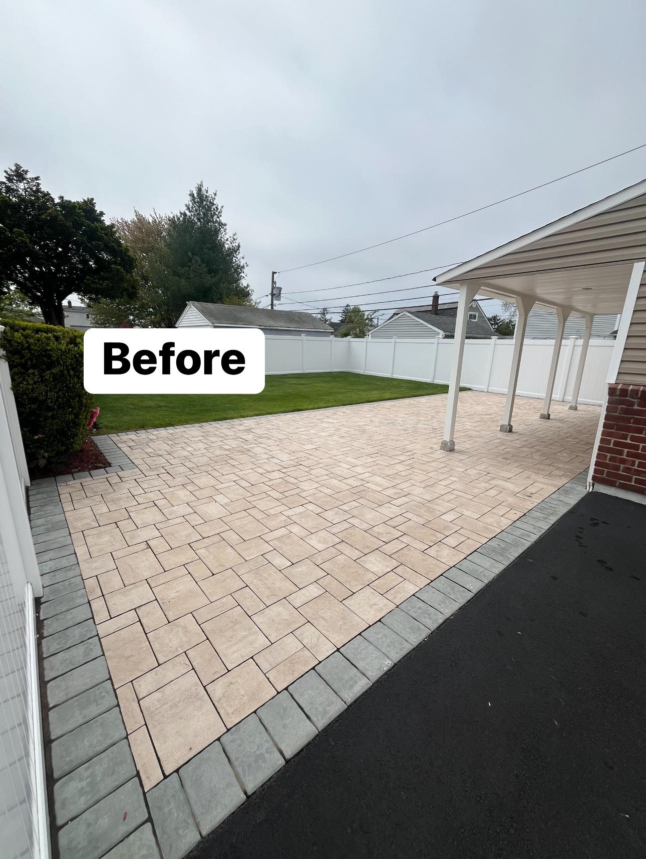 Before paver sealing: faded and stained pavers